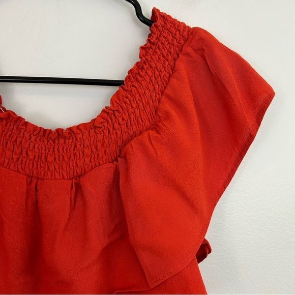 Lovers + Friends Red Suntime Off The Shoulder Ruffle Mini Dress Size Small - Picture 7 of 13